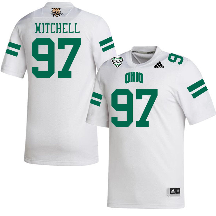 Ohio Bobcats #97 Austin Mitchell College Football Jerseys Stitched-White